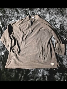 2XL Carhartt Men’s Brown Quarter-Zip Pullover Shirt With Pockets